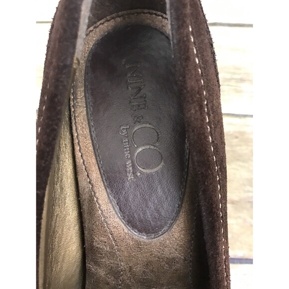 NINE & CO BY NINE WEST Womens Brown Suede Shoes Heel 9M Buckle Front - Picture 4 of 12